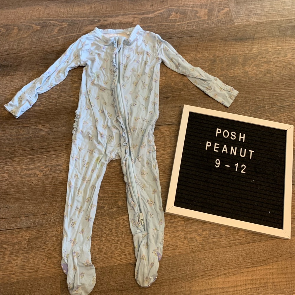 Posh peanut grace ruffled zippered footie